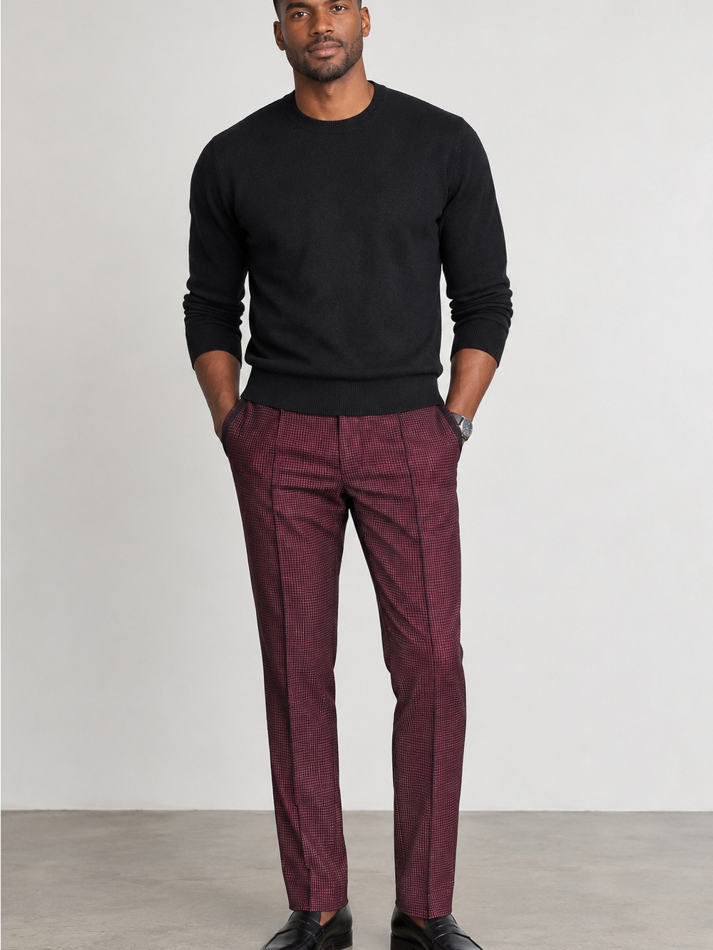 Paisley & Gray Men's Ted & Black Micro-Check Dress Pants